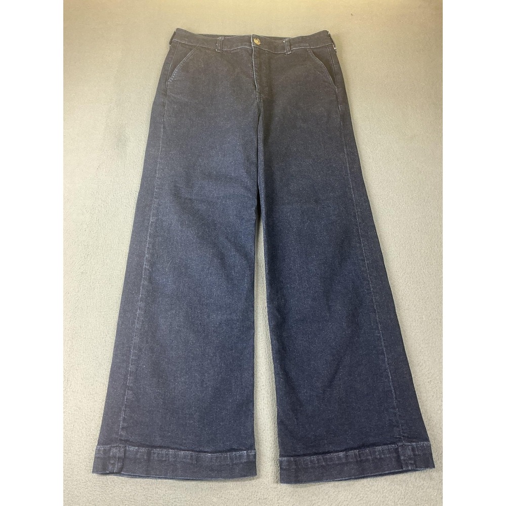 J.CREW Pants Womens 29 Blue High-Rise Trouser Jean Wide-Leg Relaxed Stretch